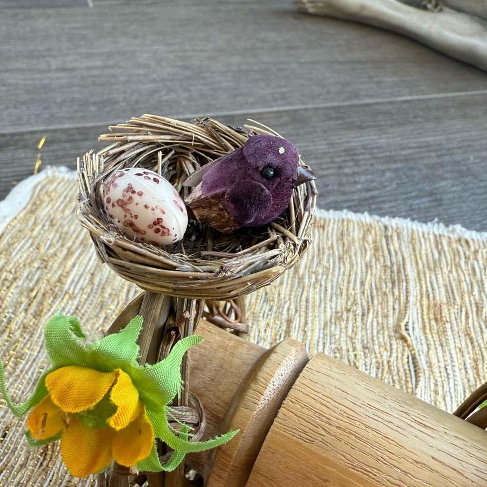 6 Napkin Rings Rustic Bird Decor